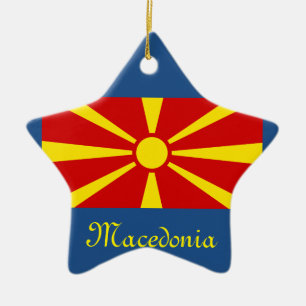 Macedonia-Wappen-Stern-Weihnachtsverzierung Keramik Ornament