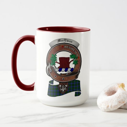 MacEwan/MacEwen Clan Abzeichen Combo15oz Tasse (Mit Donut)