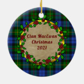 MacEwan/MacEwen Clan Abzeichen & Tartan Personalis Keramik Ornament (Hinten)