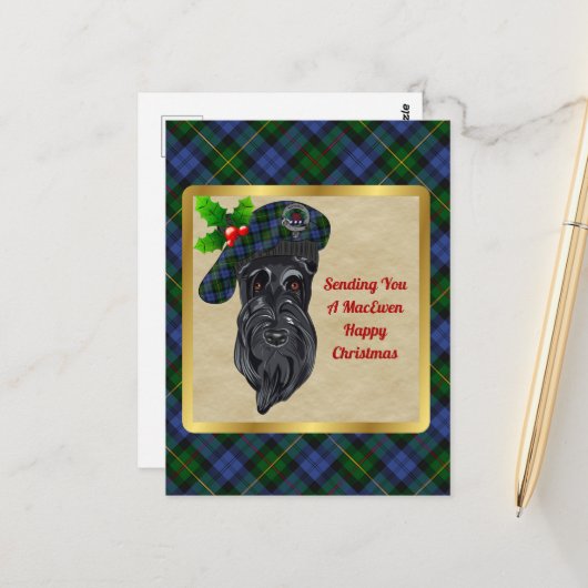 MacEwen Clan Abzeichen & Tartan Weihnachtspostkart Postkarte (Vorderseite/Rückseite Beispiel)