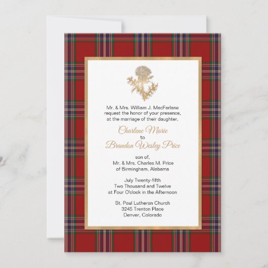 MacFarland Tartan Kariert Thistle Wedding Einladun Einladung (Vorderseite)