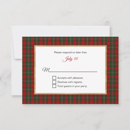 MacFarland Tartan Kariert Wedding RSVP Karte (Vorderseite)