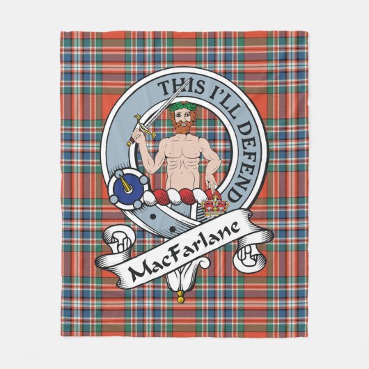 MacFarlane Ancient Clan Abzeichen Tartan Kariert Fleecedecke (Vorderseite)