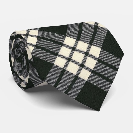 MacFarlane Black and White Modern Tartan Krawatte (Gerollt)