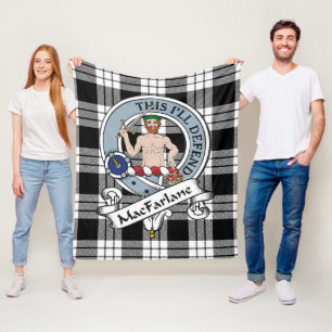 MacFarlane Black & White Clan Abzeichen Tartan Kar Fleecedecke