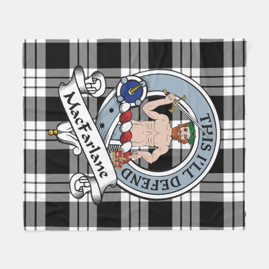 MacFarlane Black & White Clan Abzeichen Tartan Kar Fleecedecke (Vorderseite (Horizontal))