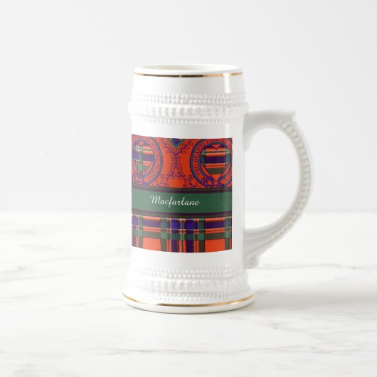 Macfarlane Clan karierter schottischer Tartan Bierglas (Rechts)