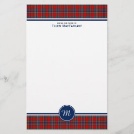 MacFarlane Clan Tartan Red and Blue Kariert Monogr Briefpapier
