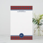 MacFarlane Clan Tartan Red and Blue Kariert Monogr Briefpapier (Stehend Vorderseite)