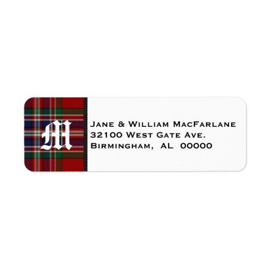 MacFarlane Tartan Karierte Monogram-Adressenmarken (Vorne)