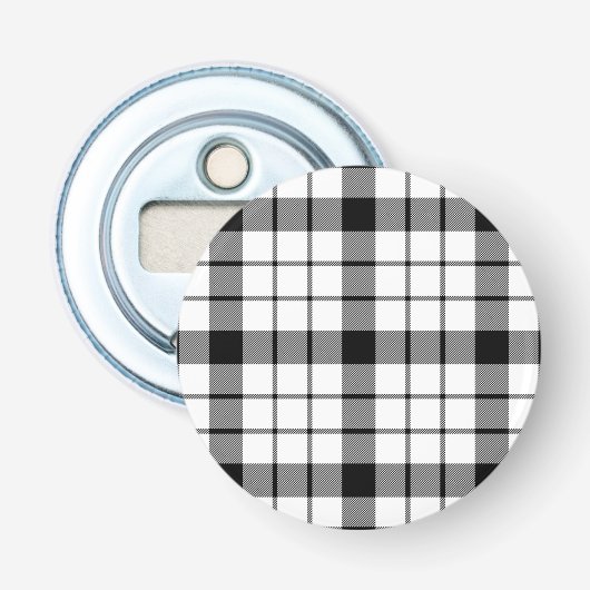 MacFarlane Tartan Schwarz-weiß kariert Flaschenöffner (Vorderseite)
