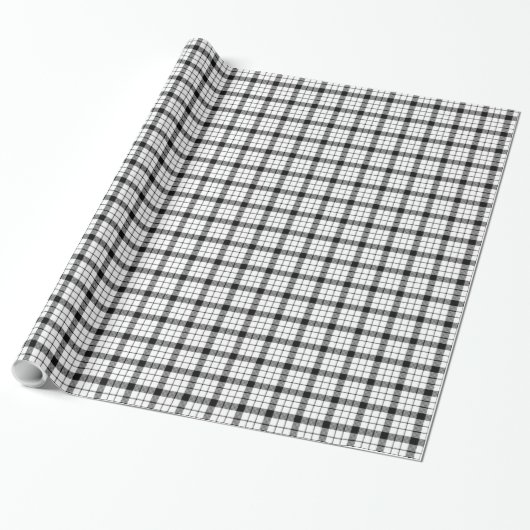 MacFarlane Tartan Schwarz-weiß kariert Geschenkpapier (Ungerollt)