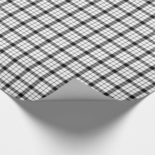 MacFarlane Tartan Schwarz-weiß kariert Geschenkpapier (Ecke)