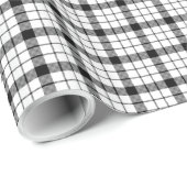 MacFarlane Tartan Schwarz-weiß kariert Geschenkpapier (Rolleneckpunkt)