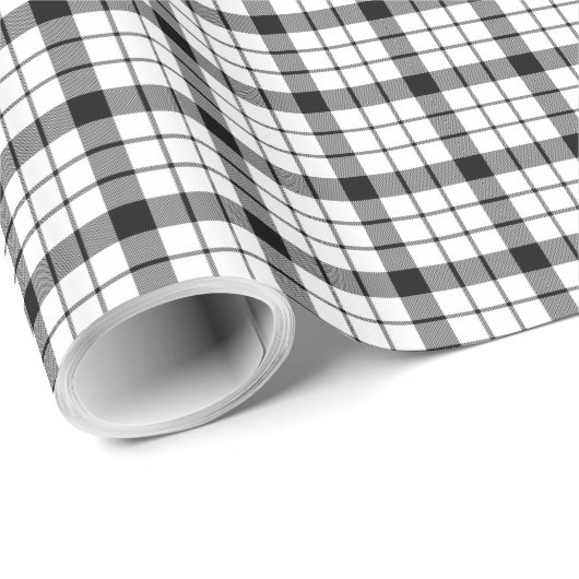 MacFarlane Tartan Schwarz-weiß kariert Geschenkpapier (Rolleneckpunkt)