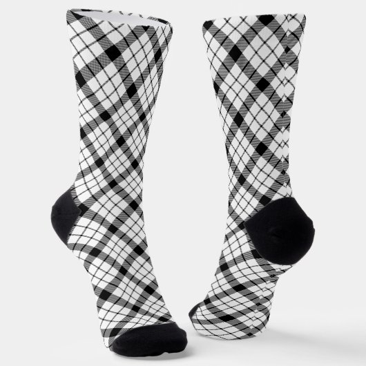 MacFarlane Tartan Schwarz-weiß kariert Socken (Gewinkelt)