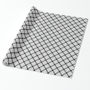 MacFarlane Tartan Schwarz Weiß Karo Geschenkpapier
