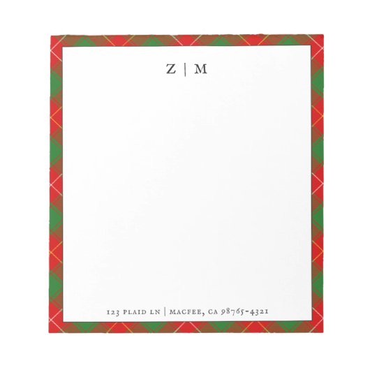 Macfee MacPhie Clan Tartan Kariertes Muster Notizblock (Vorderseite)