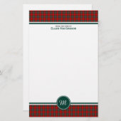 MacGregor Clan Tartan Red and Green Kariert Monogr Briefpapier (Vorne/Hinten)