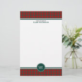 MacGregor Clan Tartan Red and Green Kariert Monogr Briefpapier (Stehend Vorderseite)