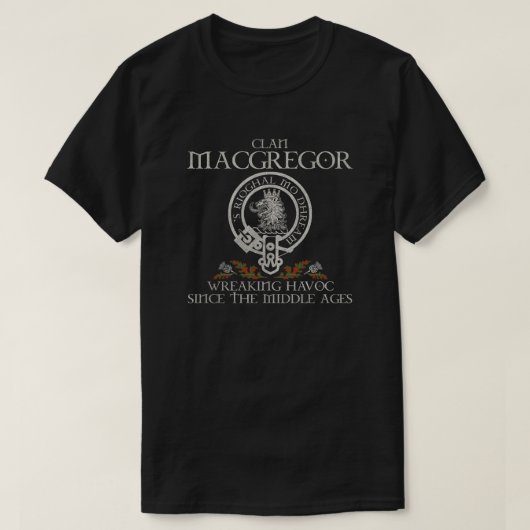 MacGregor Clan Wappen Schottischer Nachname Tartan T-Shirt (Design vorne)