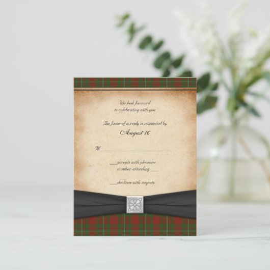 MacGregor of Cardney Wedding Reply Card RSVP Karte (Stehend Vorderseite)