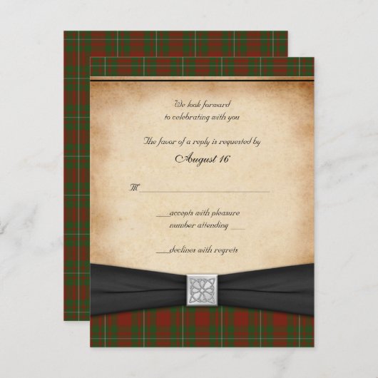 MacGregor of Cardney Wedding Reply Card RSVP Karte (Vorne/Hinten)
