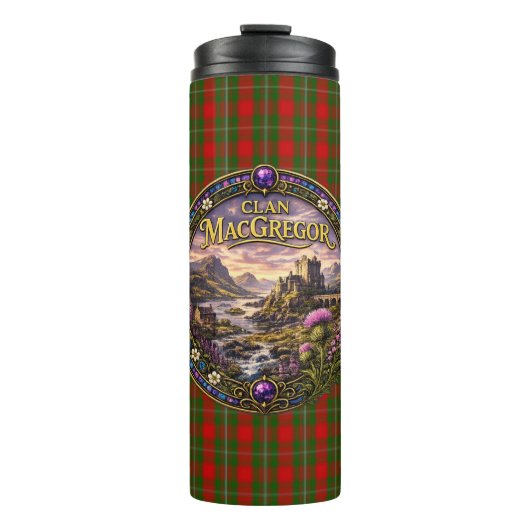 MacGregor-Schottenclan-Tartan Thermosbecher (Vorderseite)