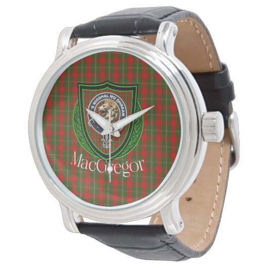 MacGregor Scottish Clan Tartan & Crest Armbanduhr (Schrägansicht)