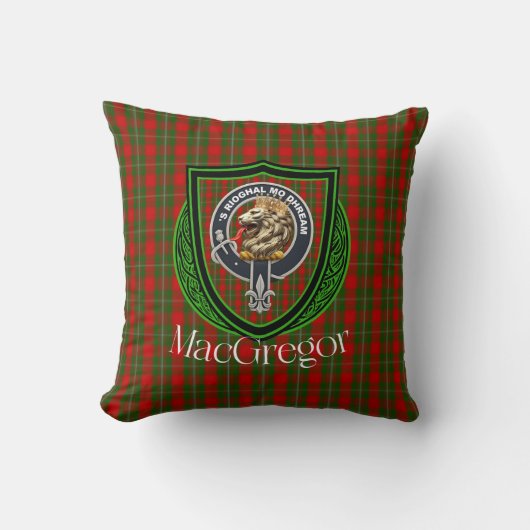 MacGregor Scottish Clan Tartan & Crest Kissen (Vorderseite)