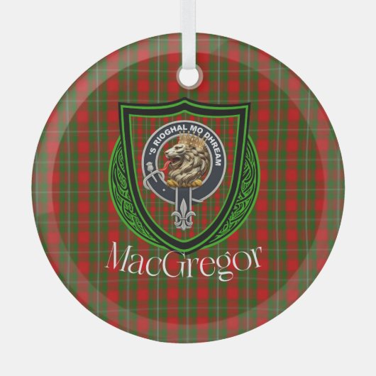 MacGregor Scottish Clan Tartan & Crest Ornament Aus Glas (Vorderseite)