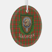 MacGregor Scottish Clan Tartan & Crest Ornament Aus Glas (Vorderseite Rechts)