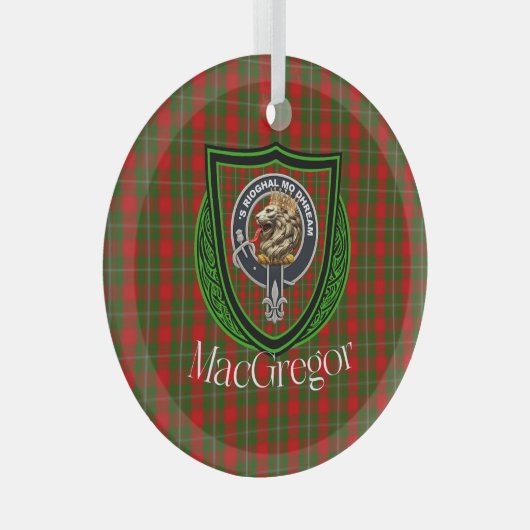 MacGregor Scottish Clan Tartan & Crest Ornament Aus Glas (Vorderseite Rechts)