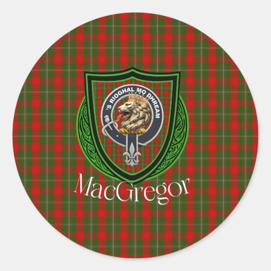 MacGregor Scottish Clan Tartan & Crest Runder Aufkleber (Vorderseite)