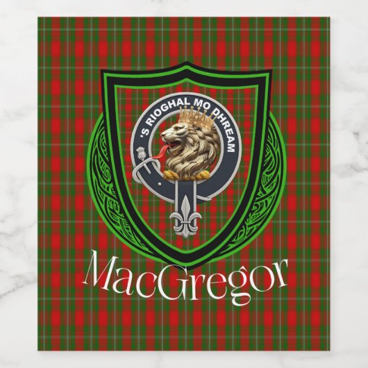 MacGregor Scottish Clan Tartan & Crest Weinetikett (Einzelnes Label)