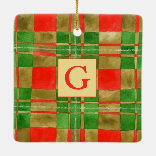 MACGREGOR TARTAN Keramik Square Ornament + Ursprün (Rückseite)