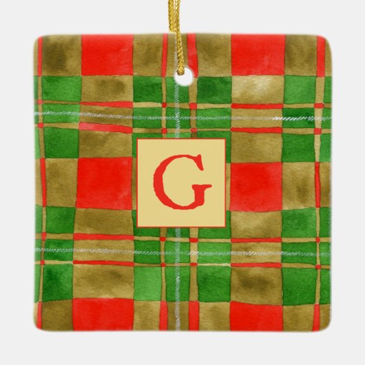 MACGREGOR TARTAN Keramik Square Ornament + Ursprün (Vorderseite)