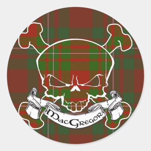 MacGregor Tartan Skull Runder Aufkleber (Vorderseite)