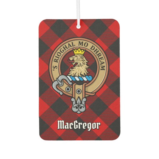 MacGregor Wappen über Rob Roy Tartan Air Freshener Autolufterfrischer (Vorderseite)
