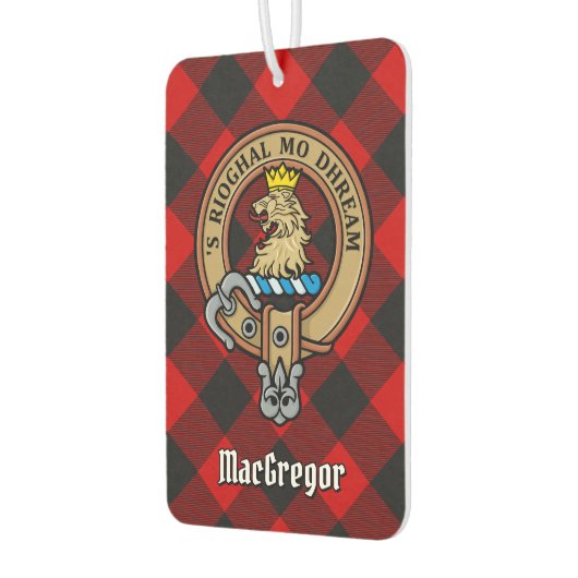 MacGregor Wappen über Rob Roy Tartan Air Freshener Autolufterfrischer (Links)