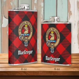 MacGregor Wappen über Rob Roy Tartan Flachmann