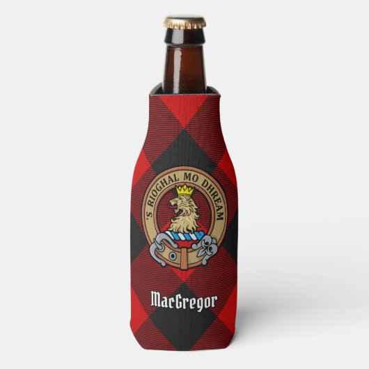 MacGregor Wappen über Rob Roy Tartan Flasche Coole Flaschenkühler (Flaschenvorderseite)