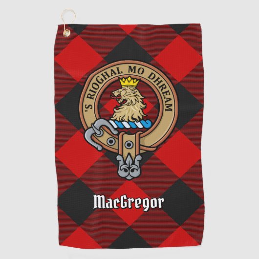 MacGregor Wappen über Rob Roy Tartan Golfhandtuch (Vorderseite)