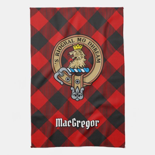 MacGregor Wappen über Rob Roy Tartan Küchentuch (Vertikal)