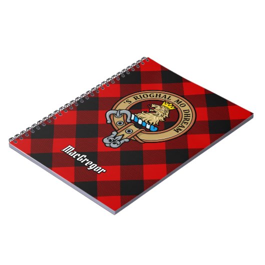 MacGregor Wappen über Rob Roy Tartan Notizblock (Linke Seite)
