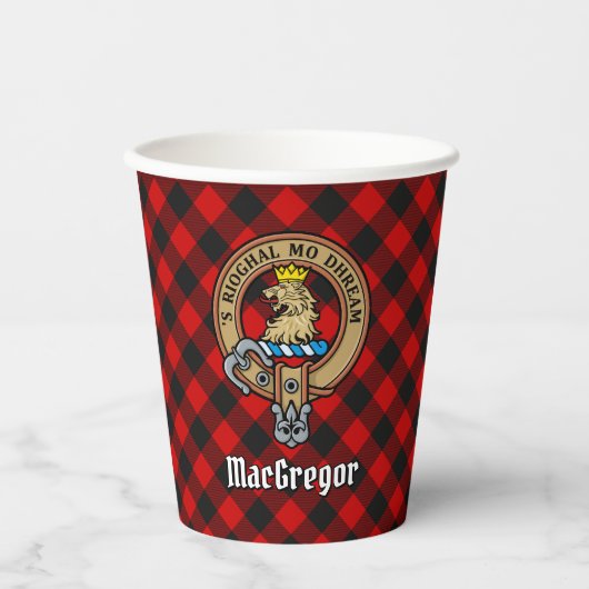 MacGregor Wappen über Rob Roy Tartan Paper Cups Pappbecher (Vorderseite)