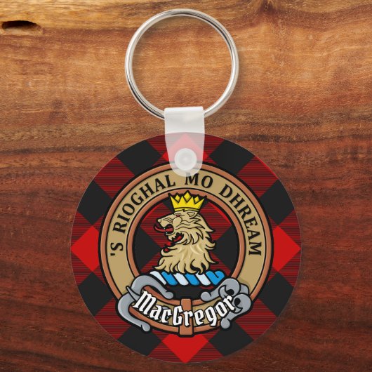 MacGregor Wappen über Rob Roy Tartan Schlüsselanhänger (Vorderseite)