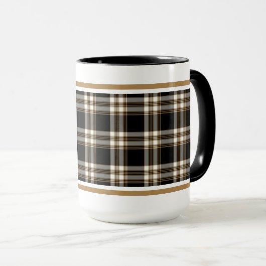 MacGuinness Tartan Black und Brown Irish Kariert Tasse (VorderseiteRechts)