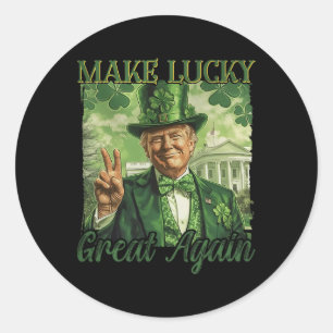 Mach Amerika wieder glücklich Trump Bier Shamrock  Runder Aufkleber