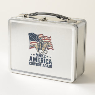 Mach Amerika wieder zum Cowboy Patrioten Western-S Metall Brotdose